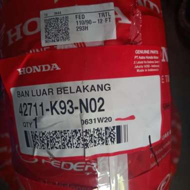 Ban Luar Belakang Motor Scoopy 110/90-12 K93-N02 AHM Honda Federal