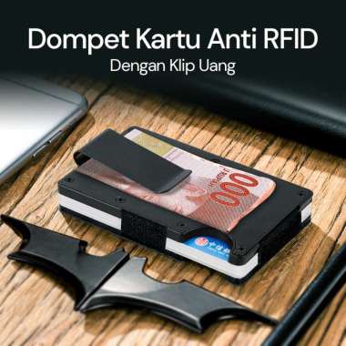 Dompet Kartu Kredit ATm Pria Anti RFID dengan Klip Uang Mini