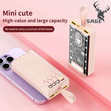 SAGE Powerbank 20000mAh PB 203 C PORTALE POWER BANK GARANSI RESMI ORIGINAL PB-203C-WHITE