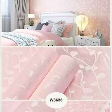 WALLPAPER STIKER DINDING POLOS BERTEKSTUR DAUN