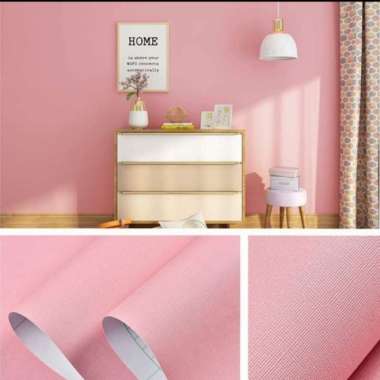 WALLPAPER STIKER DINDING PINK POLOS BERTEKSTUR SERAT