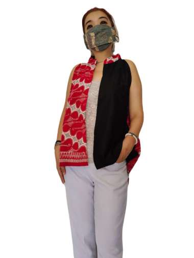 Outer Batik Rompi Tanpa Lengan Merah Marun Hitam GESYAL Ombre