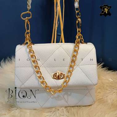 (SIZE S) MIVASO LEATHER BN154 TAS KULIT WANITA SAPI ASLI GARUT (KULIT DOMBA) PUTIH JERUK