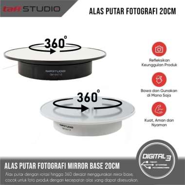 TaffSTUDIO Alas Putar Fotografi Mirror Rotating 360 Turntable 20cm hitam