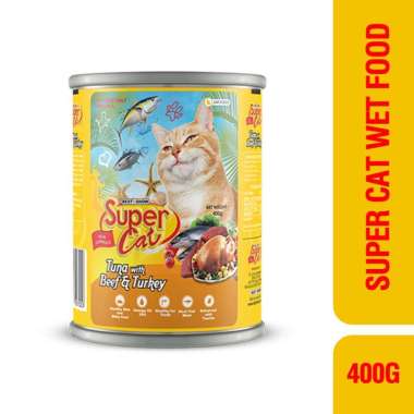 Supercat Kaleng Adul 400gr - Makanan Basah Kucing Seafood Platter