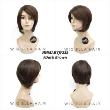 Wig Rambut Asli atau Human Hair Wig ella HHMARYJF233 Dark Brown