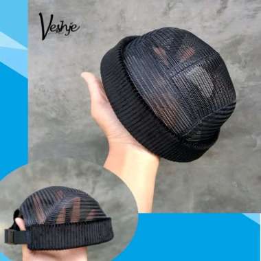 Peci Miki hat full jaring dan corduroy hitam 6 PANEL