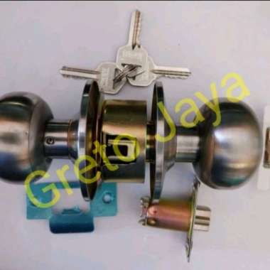 Handle Bulat Pintu Kamar Mandi Kunci Handel Gagang Tarikan Putar WC Toilet Slot Selot Stainless Sten