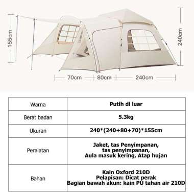 ZS Tenda camping 6-8 Orang Tenda Lipat otomatis Terowongan Sederhana Satu Ruang Dua Ruang Keluarga C