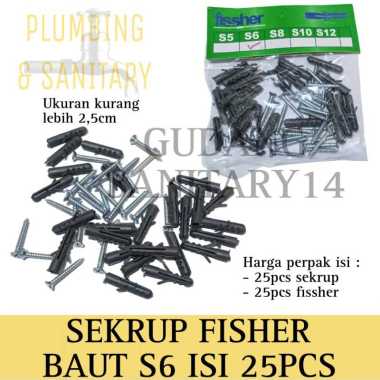 Fissher baut S6 isi 25pcs fisher pelindung sekrup baut mur