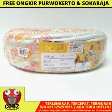 3 x 1.5 MM x 50 M / KITANI NYM Tunggal Kabel Tembaga SNI Putih Roll