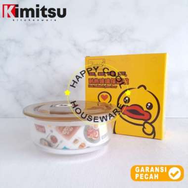 KIMITSU 1pcs Bowl Round Glass With Cover Set Mangkok Kaca Tutup 650ml