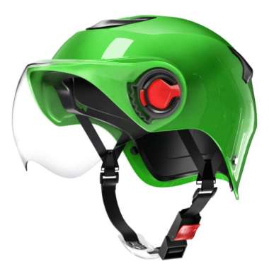 XZXZ Helm Sepeda Listrik Helm wanita Helm pasangan Half Face Visor Lensa HD Helm hijab wanita Helm w