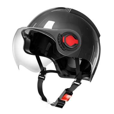 XZXZ Helm Sepeda Listrik Helm wanita Helm pasangan Half Face Visor Lensa HD Helm hijab wanita Helm wanita terbaru Helm pria Helm Black-1