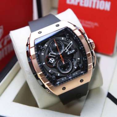 JAM TANGAN PRIA EXPEDITION EXP 6782 / E 6782 / E6782 RUBBER ORIGINAL BLACK ROSEGOLD