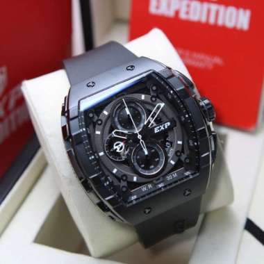 JAM TANGAN PRIA EXPEDITION EXP 6782 / E 6782 / E6782 RUBBER ORIGINAL FULL BLACK