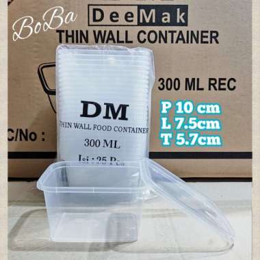 1 Dus Thinwall DM 300ML Food Container Kotak Persegi Multicolor