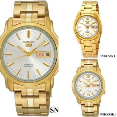 JAM TANGAN PRIA SEIKO 5 GOLD WHITE AUTOMATIC ORIGINAL GARANSI RESMI 1 TAHUN SNKL58K1