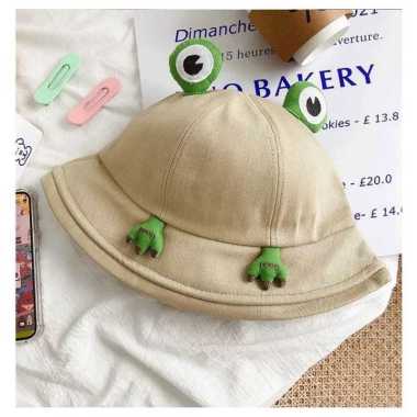 Verish Topi kodok mata kaki model korea Topi kodok coklat