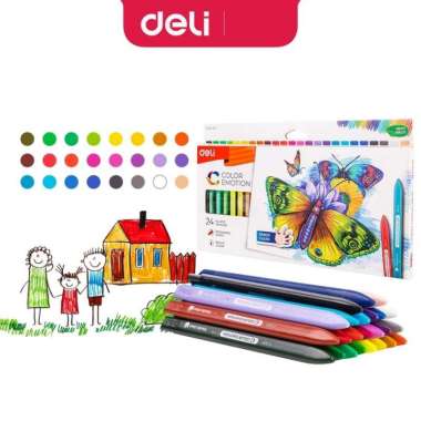 Krayon / Crayon Plastik DELI 24 Warna C200 20 C20020 Bentuk Segitiga