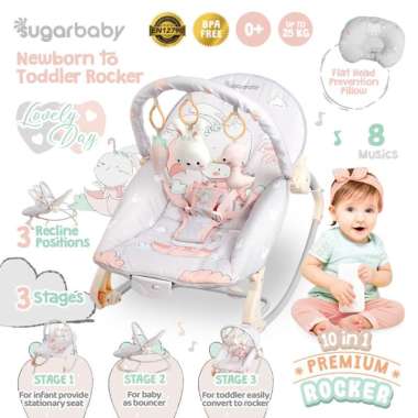 Sugarbaby 10in1 Premium Rocker/Ayunan Bayi/Bouncer Bayi GreyLovelyDay