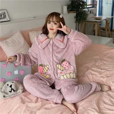 VERISH Piyama korea import wanita pajamas muffin strawberrt winter musim dingin jumbo oversized big 
