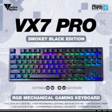 Vortex Series VX7 Pro Smokey RGB Hotswap Mechanical Gaming Keyboard Multivariasi Multicolor