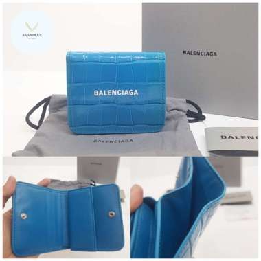 BALENCIAGA Bifold mini Wallet Blue croco - 100% Authentic