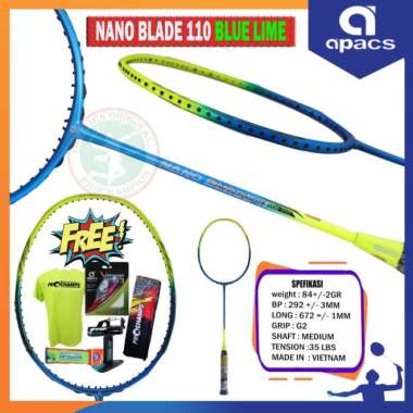 APACS NANO BLADE 110 / NANOBLADE 110 RAKET BADMINTON ORIGINAL BLUE LIME