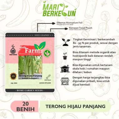 Benih Biji Bibit 20 Terong Hijau Panjang INDO FARM Tahan Virus dan Bakteri Kualitas Unggul/ Terong H