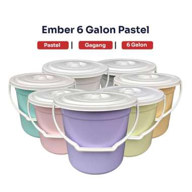 Ember Plastik Gagang Tutup - Kapasitas 6 Galon atau 22 Liter - Tanaka Plastic PINK PASTEL