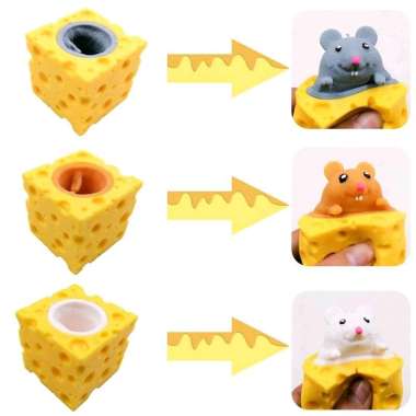 Squishy Mainan Tikus Keju Lucu Mainan Pop It Squishy Karet Silikon