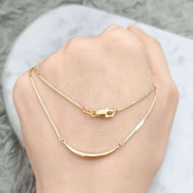 kalung wanita model smile simpel minimalis elegan emas asli