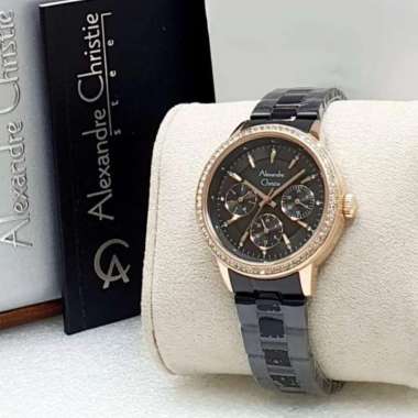Alexandre Christie AC2A53 Passion Jam Tangan Wanita Stainless Steel Black Rosegold