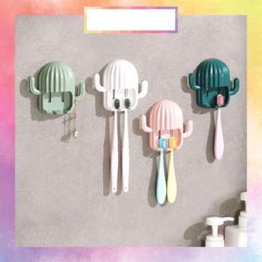 Gantungan Tempel Tempat Sikat Gigi Bentuk Kaktus Tempat Sikat Gigi Pink
