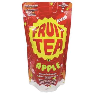 SOSRO FRUIT TEA POUCH 230ml APPLE BLACKCURRANT MINUMAN TEH RASA APEL BLACKCURANT MINUM RINGAN CEMILA