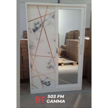 Lemari Pakaian Lemari Baju Plat Besi Pintu Geser Minimalis BTS03FMGAMA