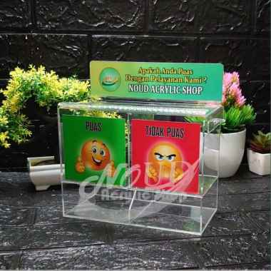 Kotak Saran Akrilik Kotak Kepuasan Acrylic Puas&tidak puas tanpa koin