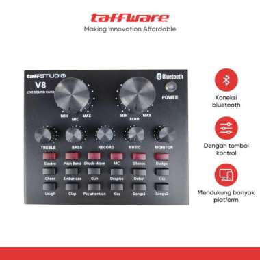 TaffSTUDIO Audio USB External Soundcard Live Broadcast - V8