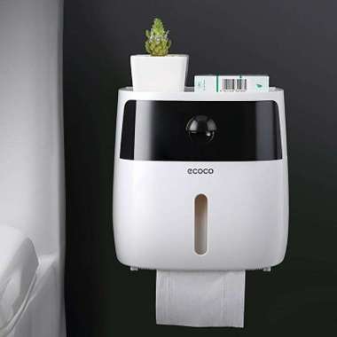 Kotak Tisu Toilet Paper Box Dispenser Double Layer Black