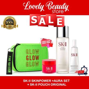 SK-II SK2 SKII Paket Skinpower AURA Set + SK II POUCH ORIGINAL