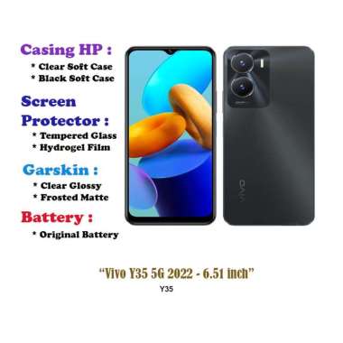 Vivo Y35 4G 2022 - 6.58 inch- Case - Screen Protector - Battery - Dll Clear Soft Case