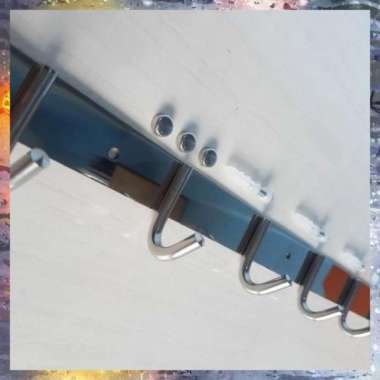 Gantungan Baju Dinding Kapstok 8 kait Stainless Chrome