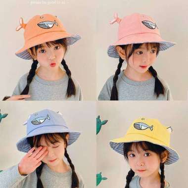 Chanel7 Topi Bayi dan Anak Ekor Paus / Baby Fashion Bucket Hat Taily Whale Pink