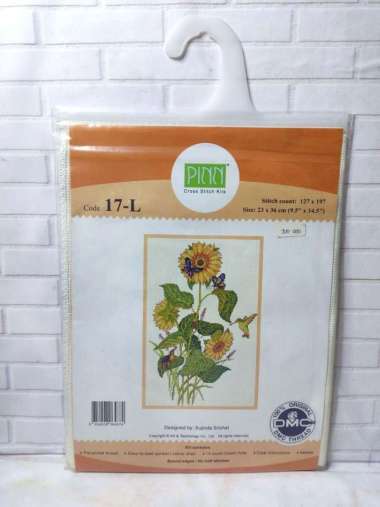 Paket Sulam Kristik Strimin Ori PINN 17-L Sunflower Bunga Matahari