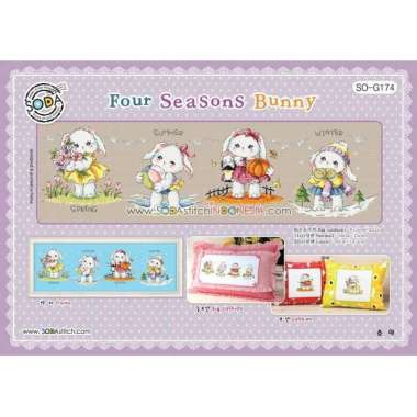 Paket Kristik Cross Stitch Sodastitch SO-G174 - Four Seasons Bunny Pola Saja