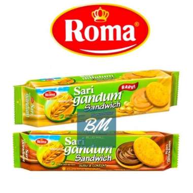 Roma Sari Gandum Sandwich 115 gr / Biskuit Roma Sari Gandum 115 gr Coklat