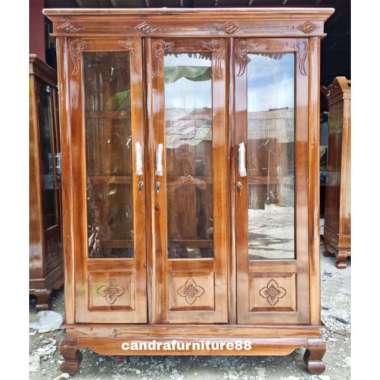 (grand opening)LEMARI PAKAIAN GAMIS KACA 3 PINTU MINIMALIS KUAT DAN AWET