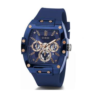 GUESS - PROMO HOT SALE !!! (F) - Guess Phoenix - Jam Tangan Pria - Jam Tangan Guess - Jam Guess - Tali Karet - Case Polycarbonate -Biru Navy