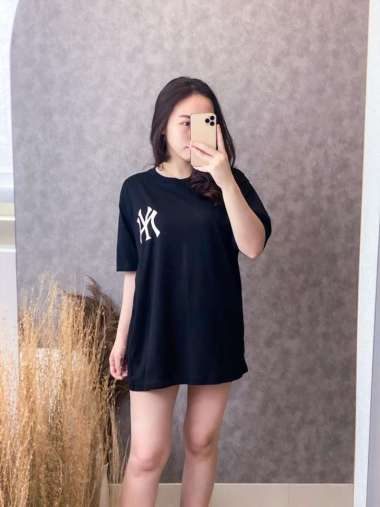 Kaos Oversize Wanita Atasan Wanita Jumbo Bahan Cotton Lengan Pendek Hitam
